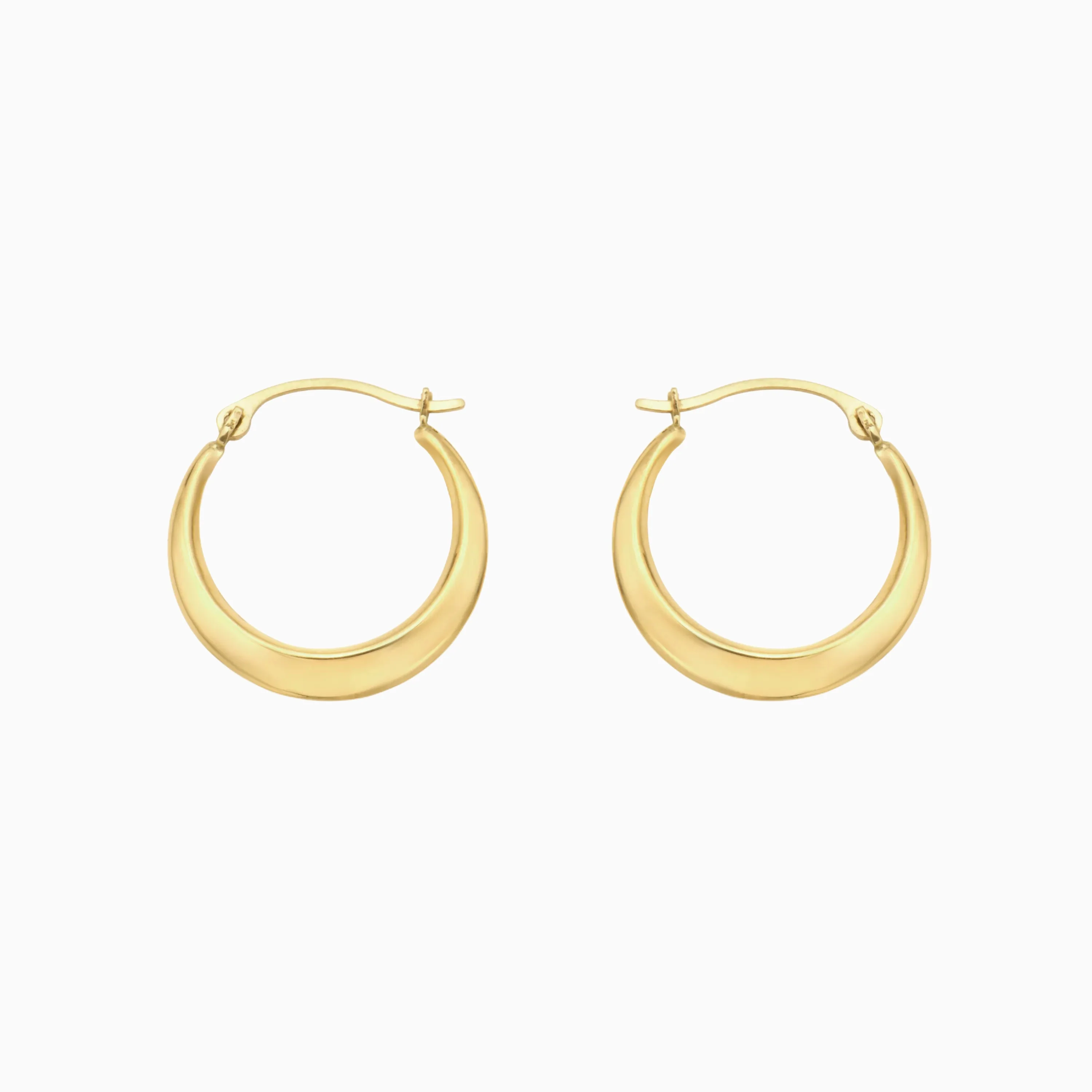 10K Gold High Polish Geometric Round Hoop Earrings