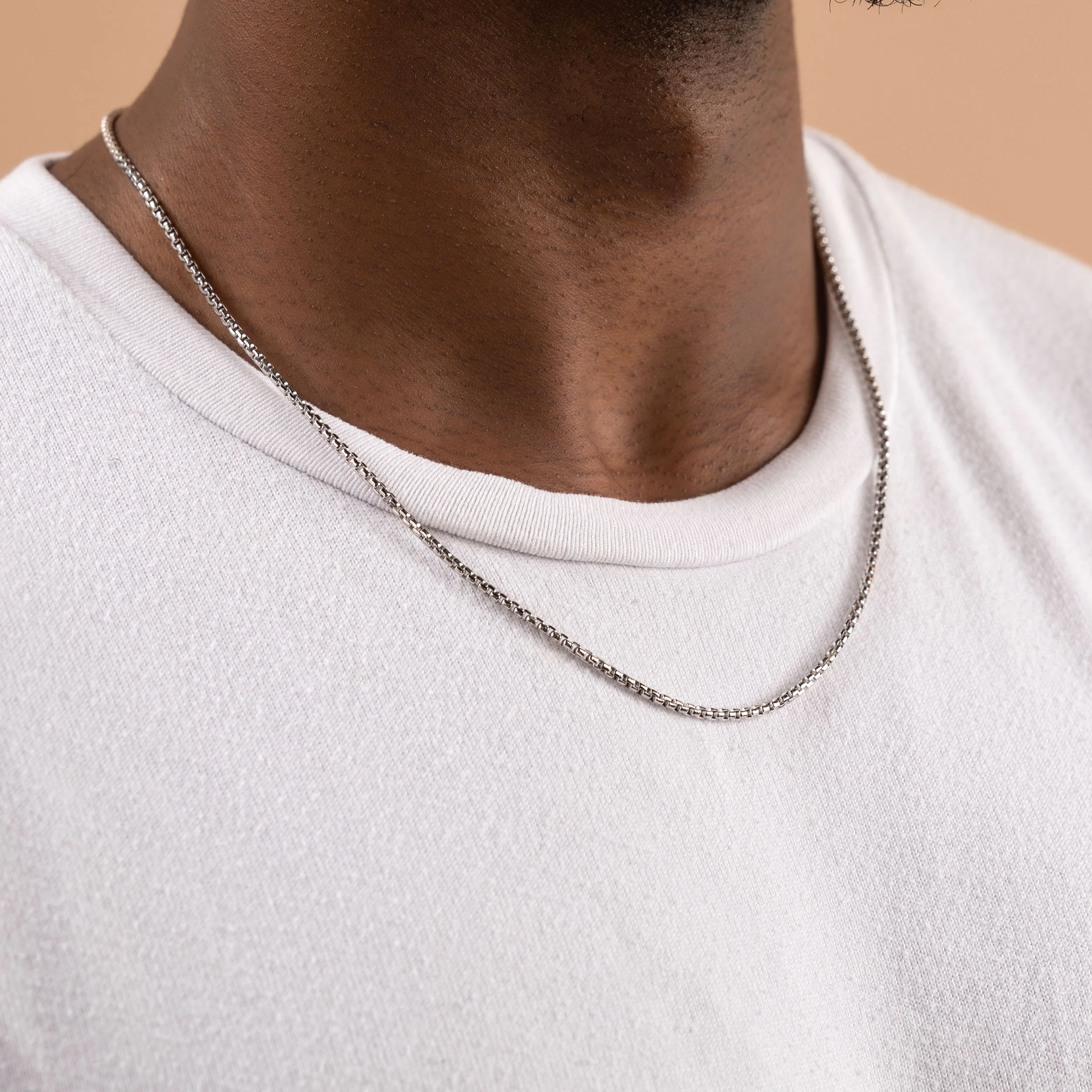MENS 14K Gold Round Box Chain Necklace - Image 5
