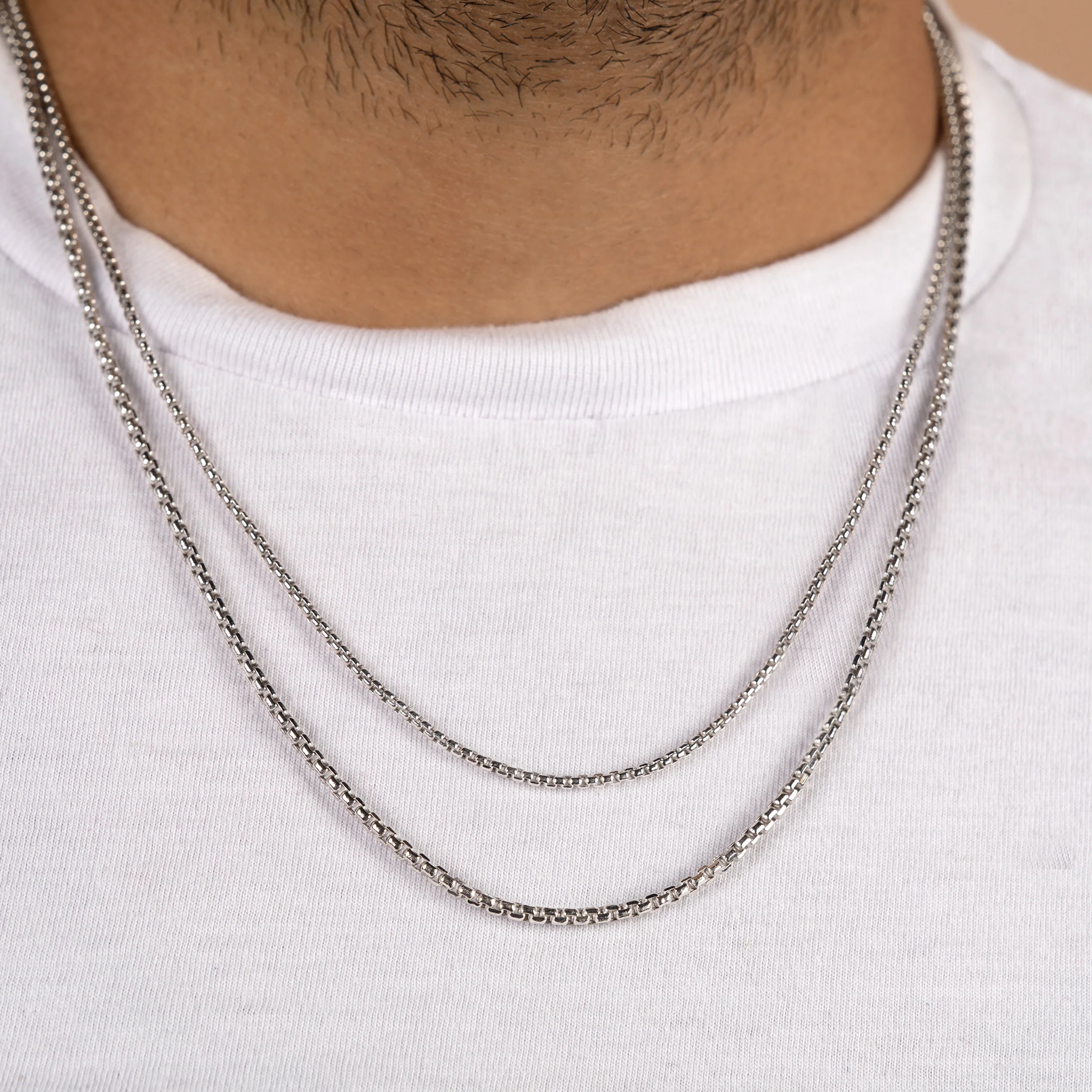 MENS 14K Gold Round Box Chain Necklace - Image 8