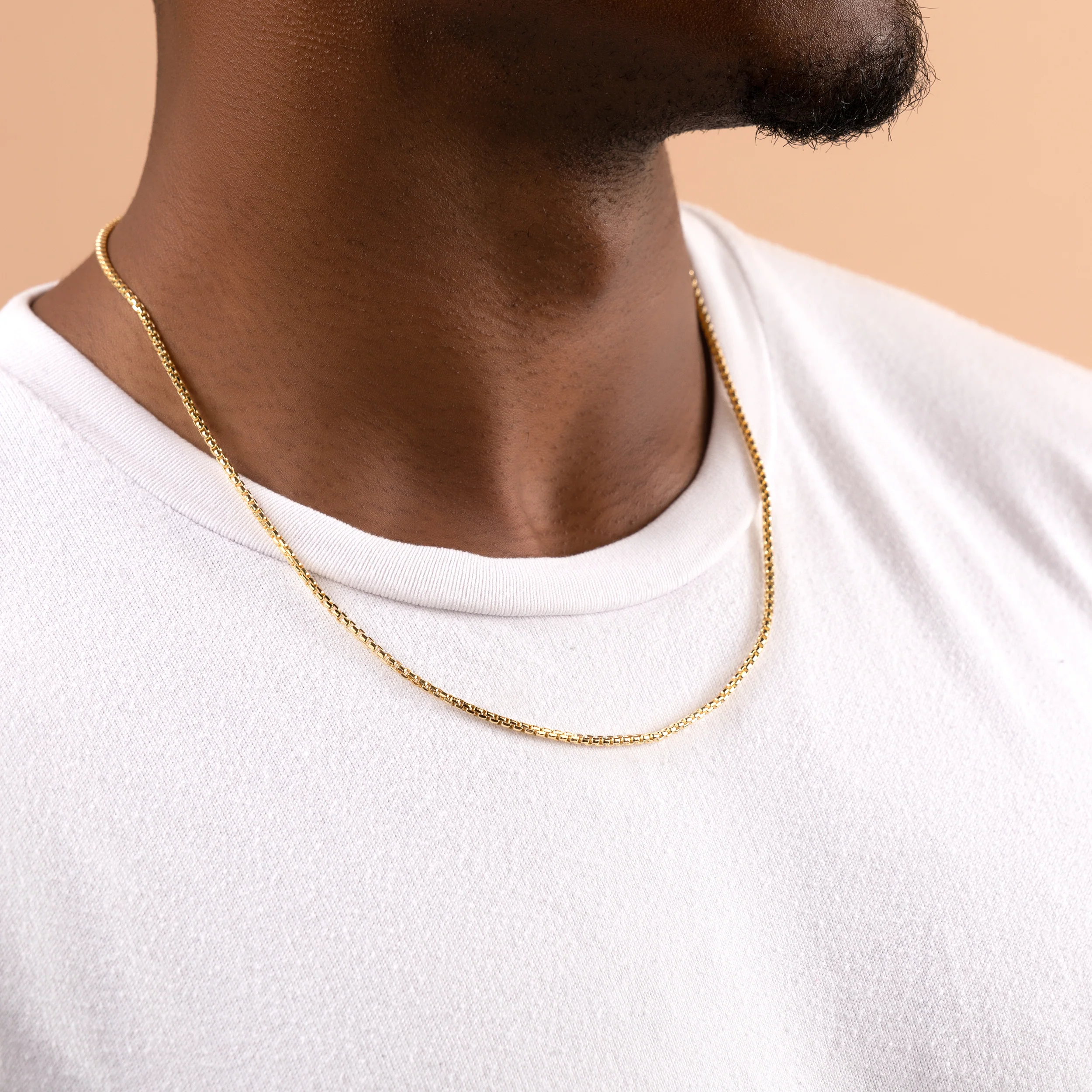 MENS 14K Gold Round Box Chain Necklace - Image 9