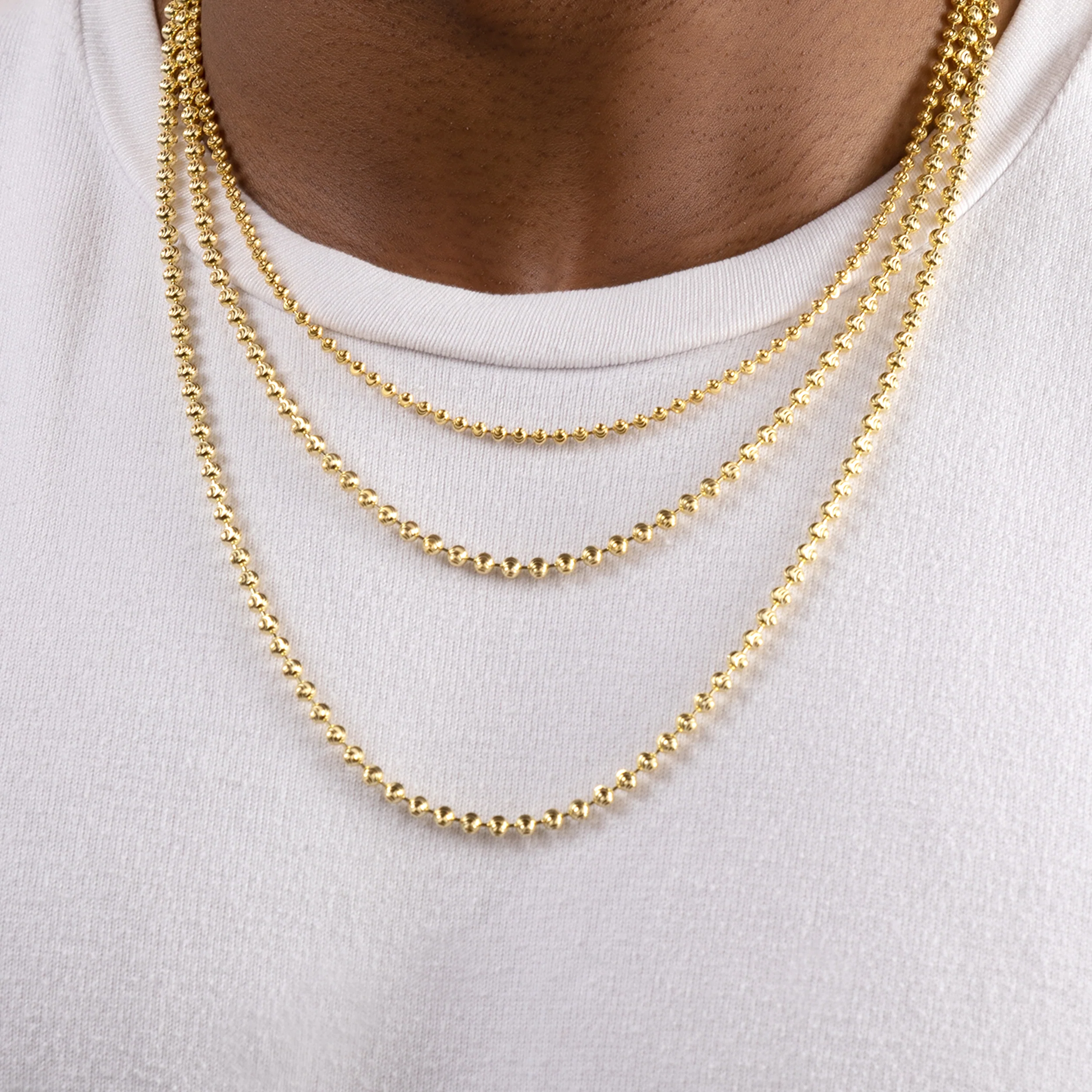 Silver 3MM Moon Cut Bead Chain Necklaces - Image 8