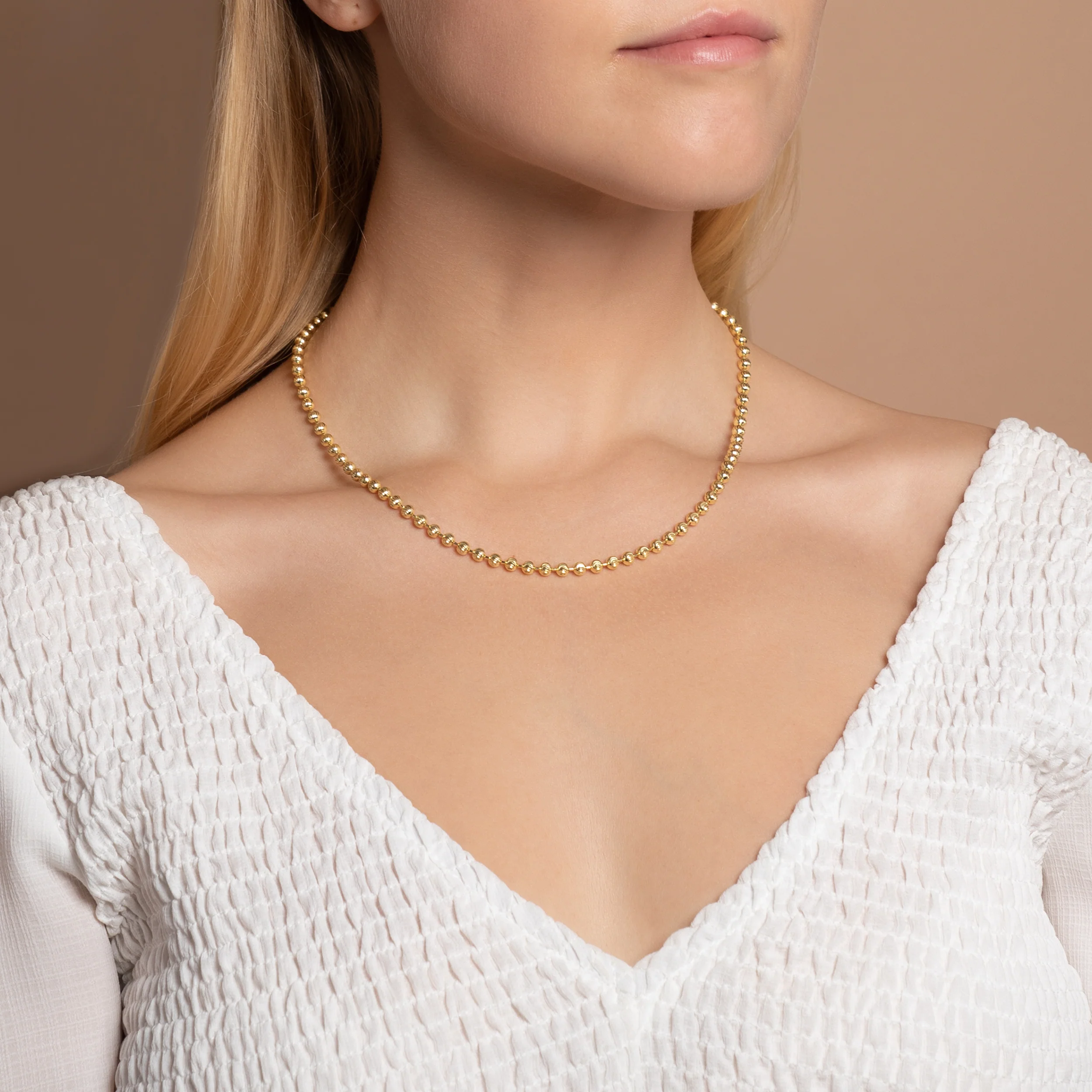 Silver 4MM Moon Cut Bead Chain Necklaces - Image 5