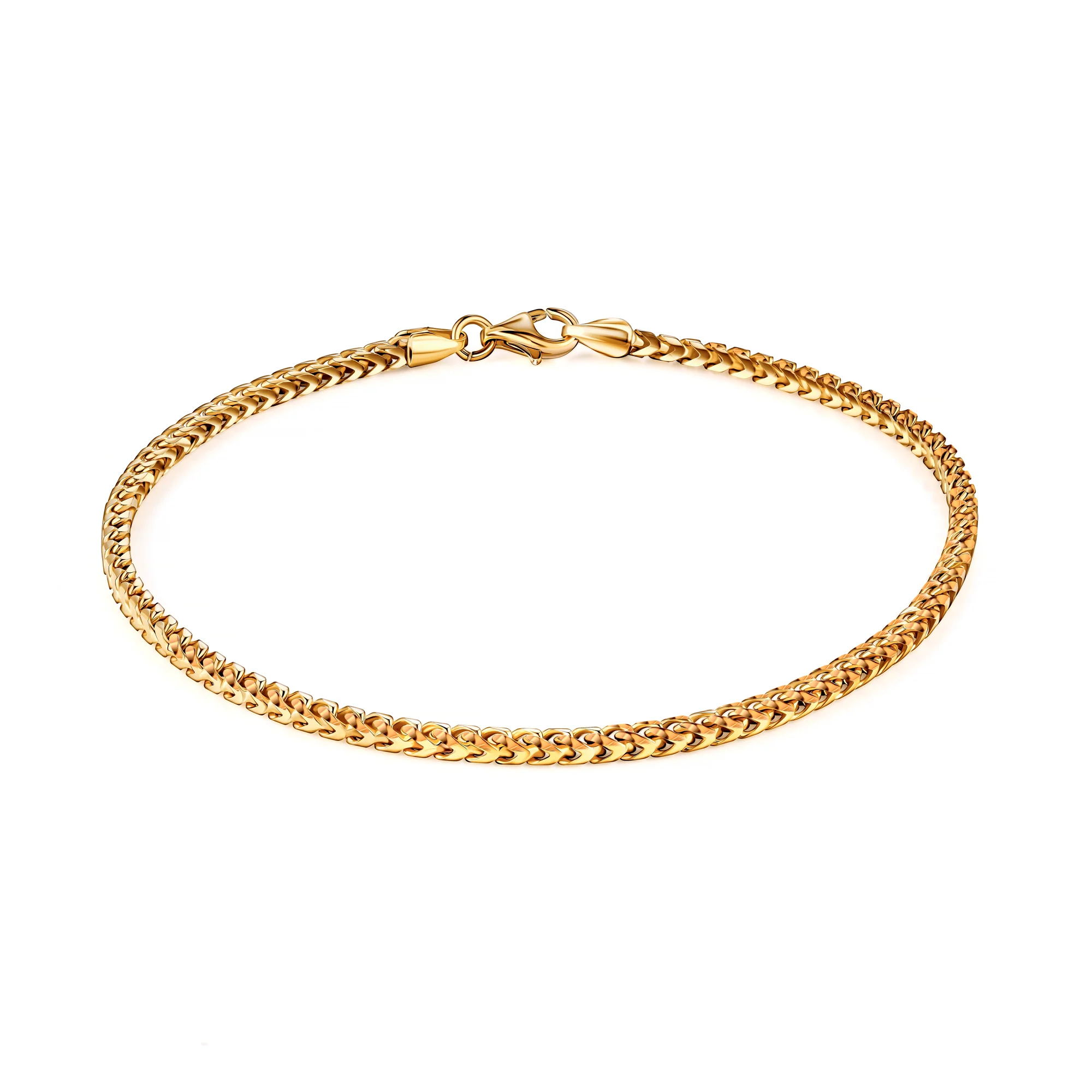 Silver Square Box Franco Chain Anklet - Image 3